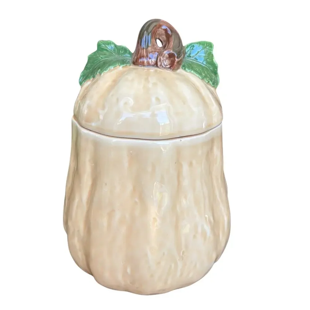 Vintage 1990 H&HD Ceramic Squash Pumpkin Cookie Jar Canister Fall Decor